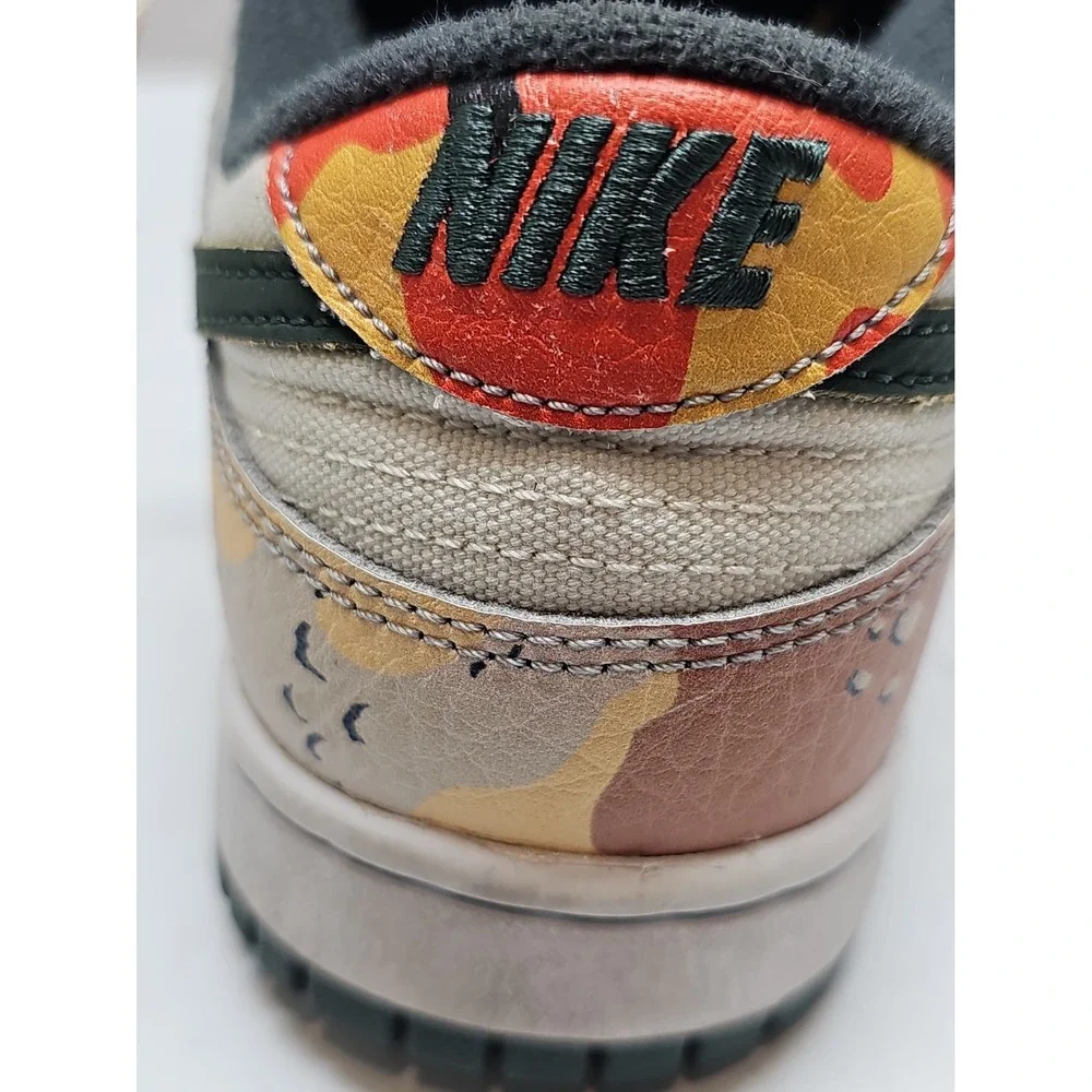 Nike Dunk SE Sail Multi-Camo Low Top Leather Sneakers DH0957-100 Sz 7.5